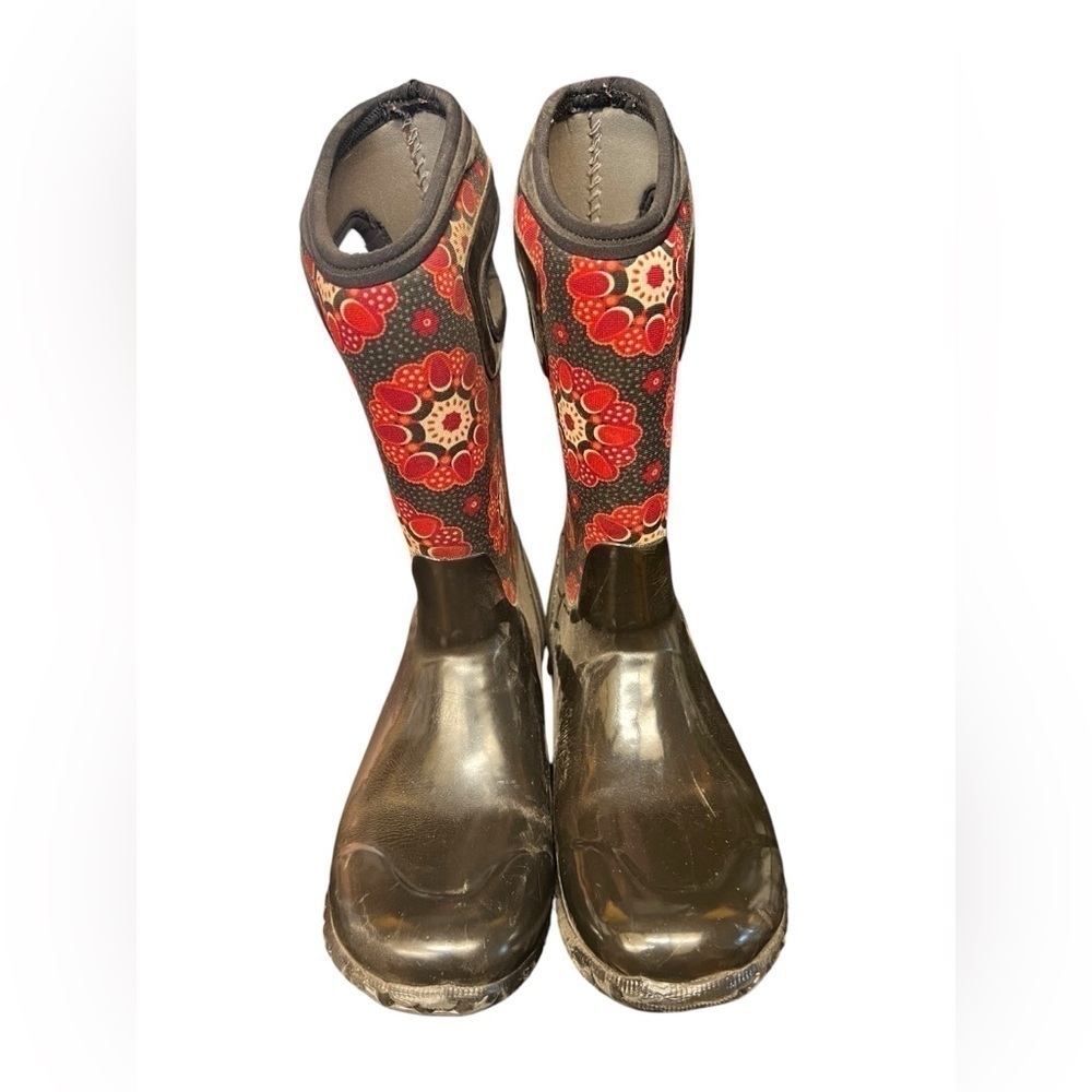 BOGS North Hampton Kaleidoscope Boot Winter Snow Red Black Floral Youth Girls 3 - Picture 3 of 10